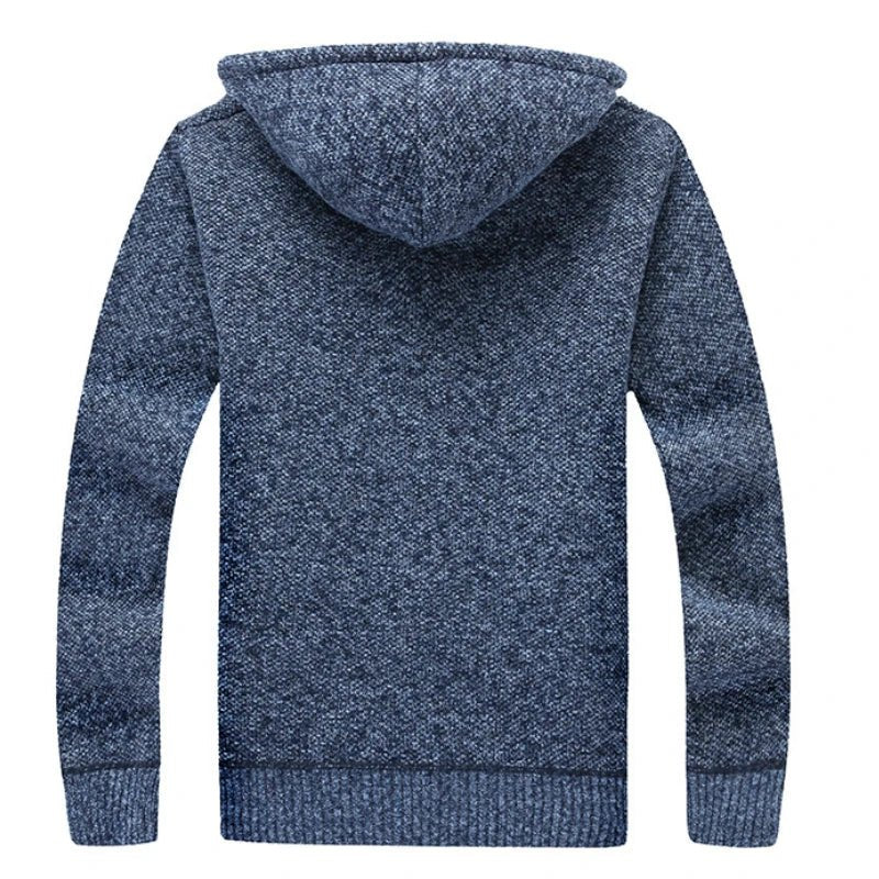 Men's Winter Hooded Fleece Sweatercoat - Knit Cardigan Coat - La Tienda Bella