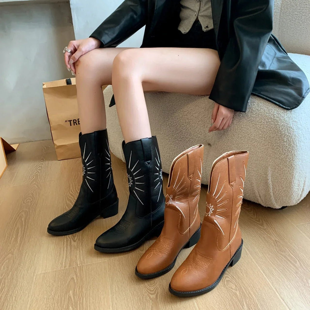 Women Ankle Boots Fashion Shoes Mid Heels Casual New 2024 Winter Sexy Women Boots Party Designer Elegant Pumps Chaussures Femme - La Tienda Bella