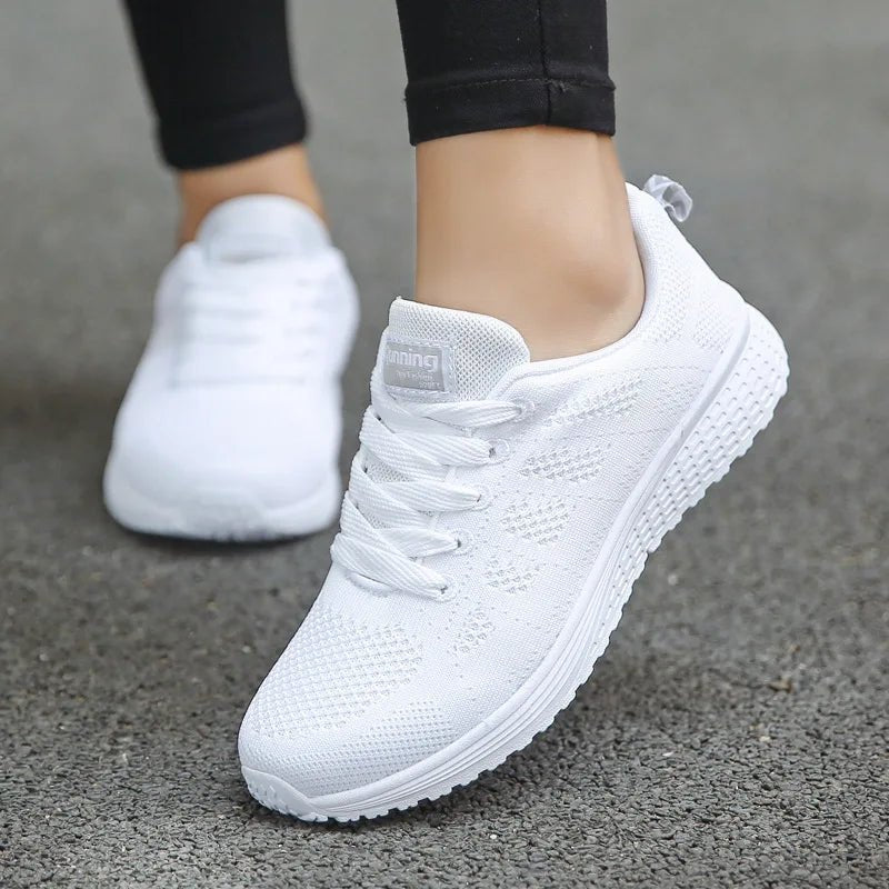 Women Casual Shoes Fashion Breathable Walking Mesh Flat Shoes Sneakers Women 2021 Gym Vulcanized Shoes White Female Footwear - La Tienda Bella