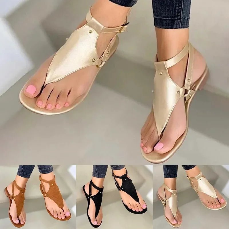Women Sandals 2023 Summer Outdoor Beach Flip - flop Sandals Solid Fashion Gladiator Sandals Women Flats Casual Ladies Shoes - La Tienda Bella