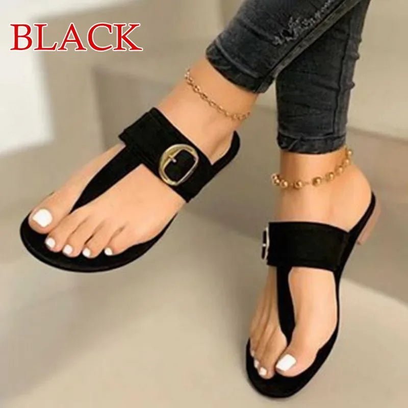 Women Sandals 2023 Summer Outdoor Beach Flip - flop Sandals Solid Fashion Gladiator Sandals Women Flats Casual Ladies Shoes - La Tienda Bella