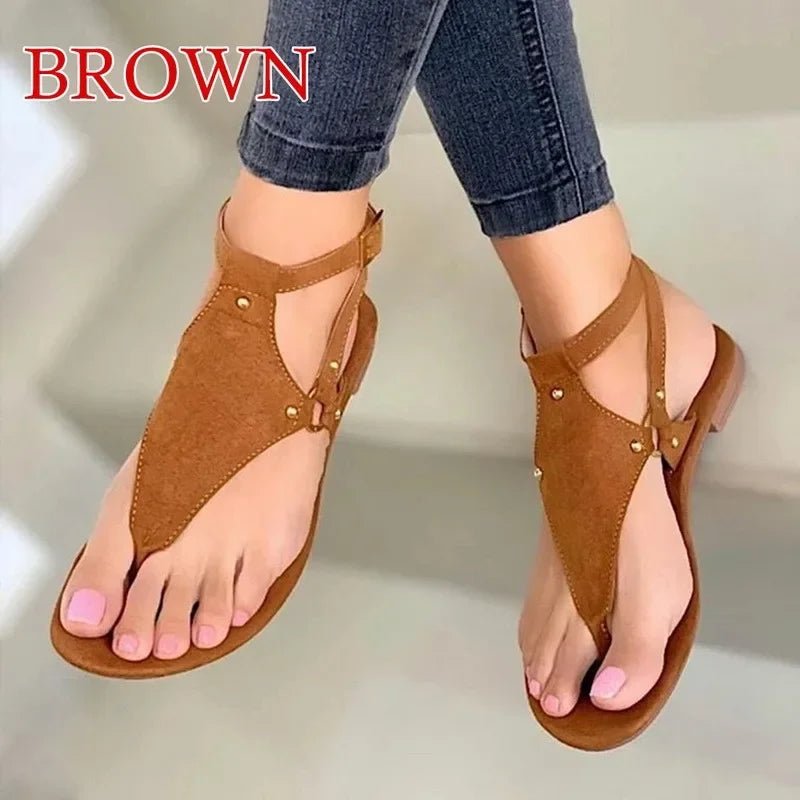 Women Sandals 2023 Summer Outdoor Beach Flip - flop Sandals Solid Fashion Gladiator Sandals Women Flats Casual Ladies Shoes - La Tienda Bella