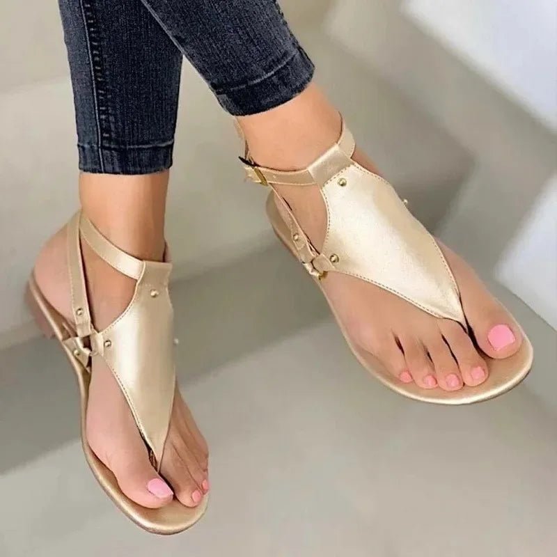 Women Sandals 2023 Summer Outdoor Beach Flip - flop Sandals Solid Fashion Gladiator Sandals Women Flats Casual Ladies Shoes - La Tienda Bella