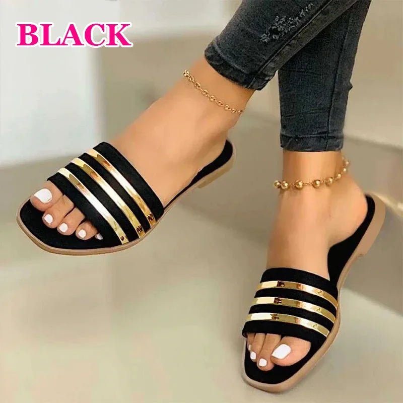 Women Sandals 2023 Summer Outdoor Beach Flip - flop Sandals Solid Fashion Gladiator Sandals Women Flats Casual Ladies Shoes - La Tienda Bella