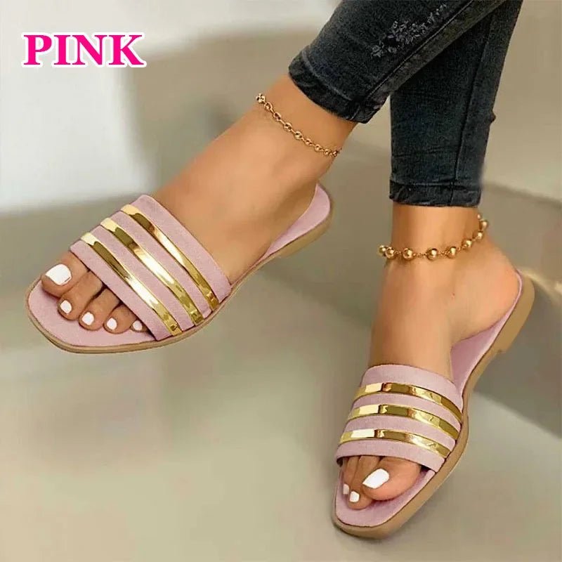 Women Sandals 2023 Summer Outdoor Beach Flip - flop Sandals Solid Fashion Gladiator Sandals Women Flats Casual Ladies Shoes - La Tienda Bella