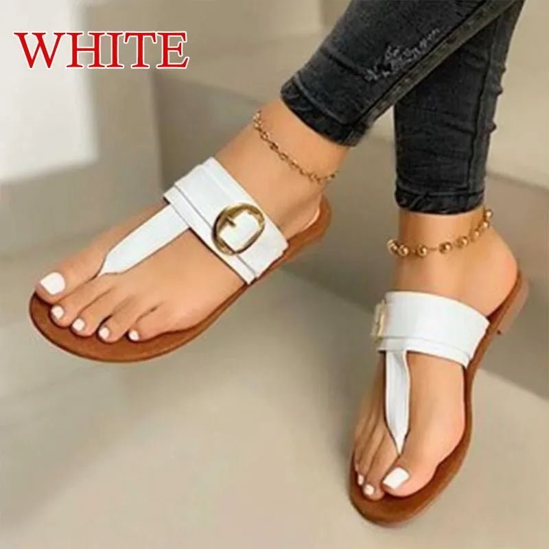 Women Sandals 2023 Summer Outdoor Beach Flip - flop Sandals Solid Fashion Gladiator Sandals Women Flats Casual Ladies Shoes - La Tienda Bella