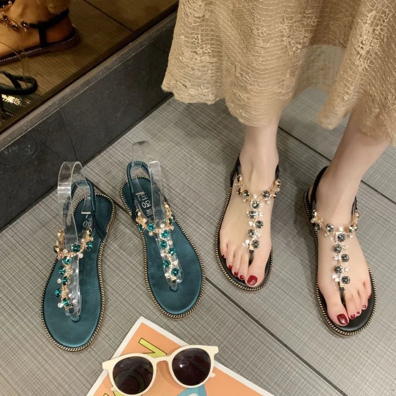 Women Sandals 2024 Hot Fashion Rhinestone Summer Shoes Women Sandals Clip Toe Women Shoes Sandalia Feminina - La Tienda Bella
