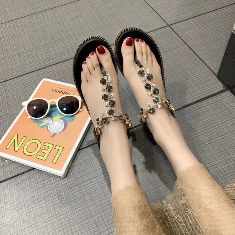 Women Sandals 2024 Hot Fashion Rhinestone Summer Shoes Women Sandals Clip Toe Women Shoes Sandalia Feminina - La Tienda Bella