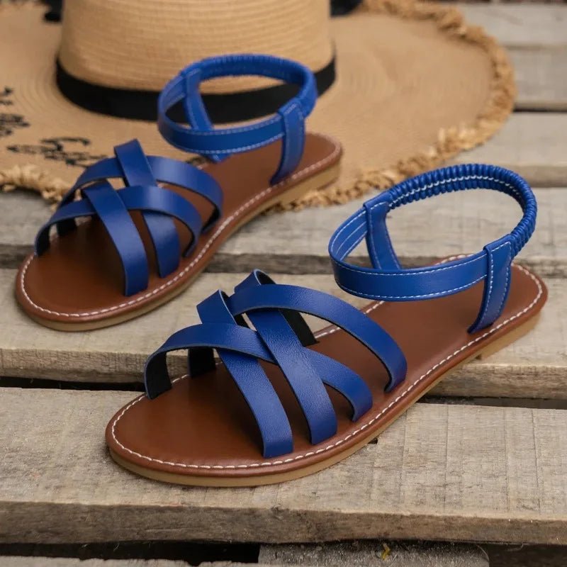 Women Sandals 2024 New Summer New Women Flat Sandals Bottom Roman Strap Sandals with Non Slip Rubber Soles Ladies Daily Sandalia - La Tienda Bella