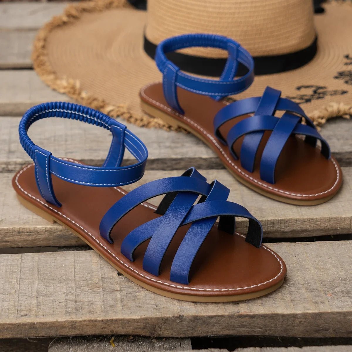 Women Sandals 2024 New Summer New Women Flat Sandals Bottom Roman Strap Sandals with Non Slip Rubber Soles Ladies Daily Sandalia - La Tienda Bella