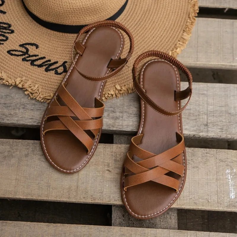 Women Sandals 2024 New Summer New Women Flat Sandals Bottom Roman Strap Sandals with Non Slip Rubber Soles Ladies Daily Sandalia - La Tienda Bella