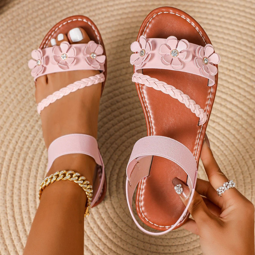 Women Sandals Fashion Flower Wedge Sandals Summer Casual Solid Color Sandals Breathable Beach Shoes Women Sandalias De Mujer - La Tienda Bella