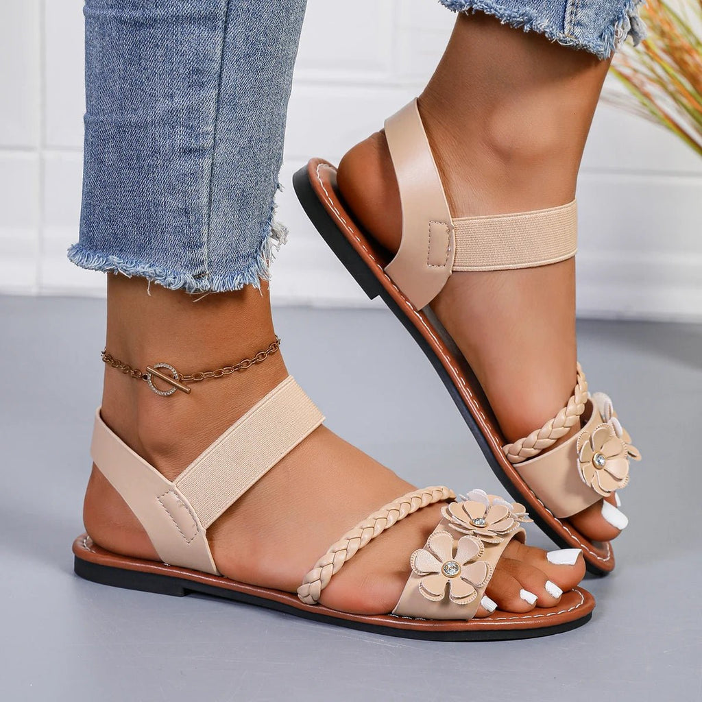 Women Sandals Fashion Flower Wedge Sandals Summer Casual Solid Color Sandals Breathable Beach Shoes Women Sandalias De Mujer - La Tienda Bella