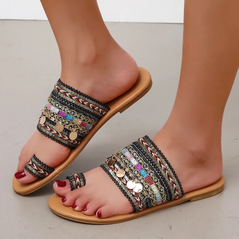 Women Sandals Handmade Greek Style Boho Flip Flop Sandals Streetwear Fashion Shoes Women Summer Breathable Shoes Open Toe Shoes - La Tienda Bella