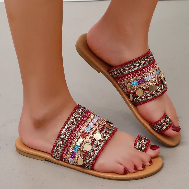 Women Sandals Handmade Greek Style Boho Flip Flop Sandals Streetwear Fashion Shoes Women Summer Breathable Shoes Open Toe Shoes - La Tienda Bella