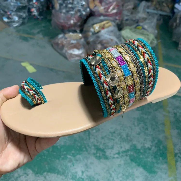 Women Sandals Handmade Greek Style Boho Flip Flop Sandals Streetwear Fashion Shoes Women Summer Breathable Shoes Open Toe Shoes - La Tienda Bella