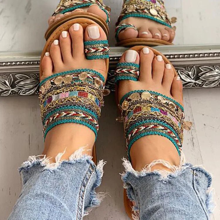 Women Sandals Handmade Greek Style Boho Flip Flop Sandals Streetwear Fashion Shoes Women Summer Breathable Shoes Open Toe Shoes - La Tienda Bella
