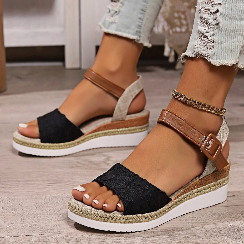 Women Sandals Summer Espadrille Strap Wedge Sandals Women Casual Open Toe Shoes Women Roman Platform Sandals Zapatos De Mujer - La Tienda Bella