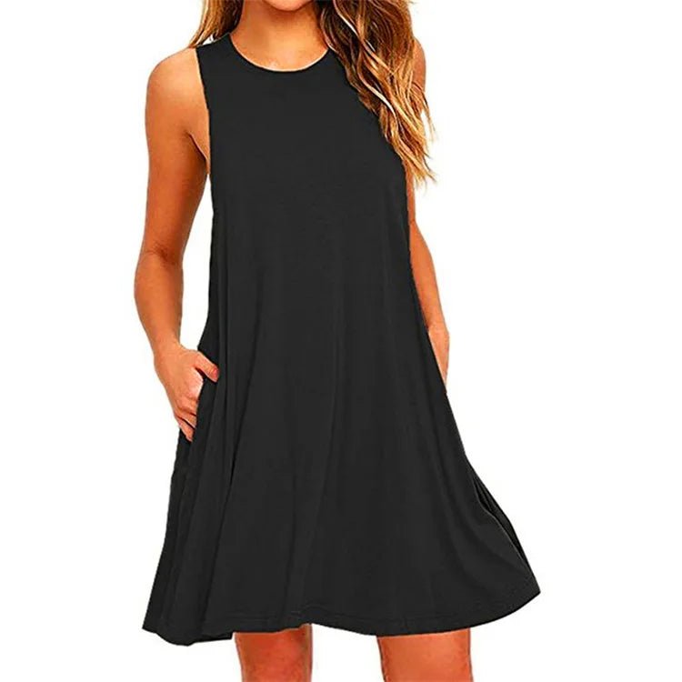 Women's Summer Swing T-Shirt Dress – Casual Beach Cover - Up with Pockets - La Tienda Bella