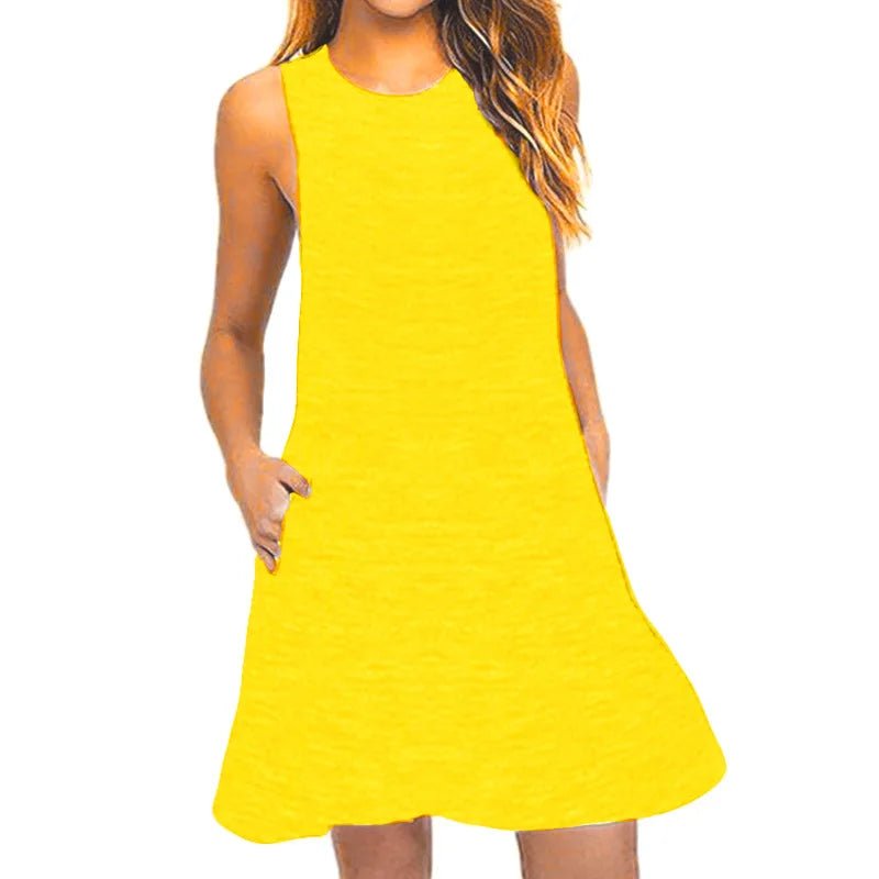 Women's Summer Swing T-Shirt Dress – Casual Beach Cover - Up with Pockets - La Tienda Bella