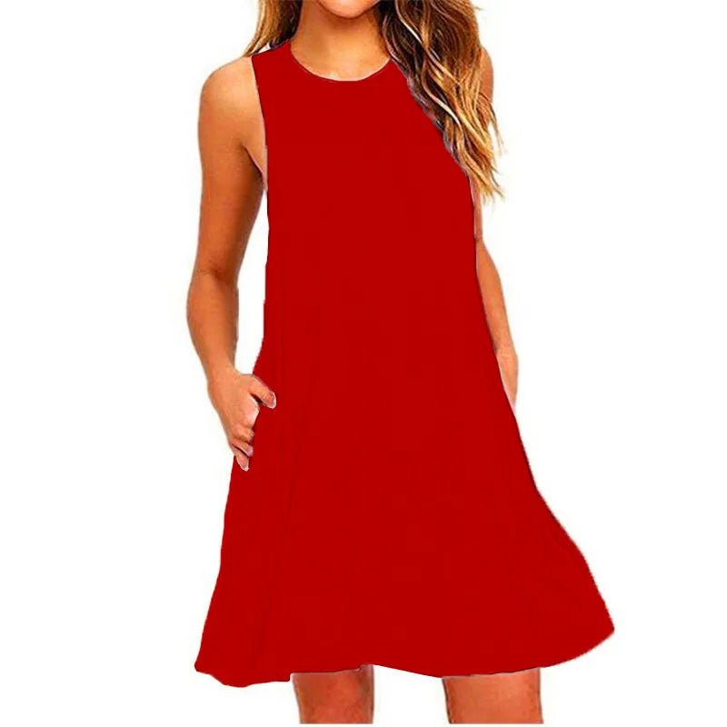 Women's Summer Swing T-Shirt Dress – Casual Beach Cover - Up with Pockets - La Tienda Bella