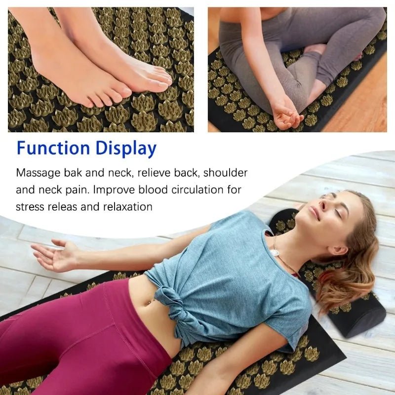Yoga Acupressure Massage Mat Pranamat Eco Lotus Spike Mat Acupuncture Massage Cushion Kuznetsov's Applicator for Neck Foot Back - La Tienda Bella