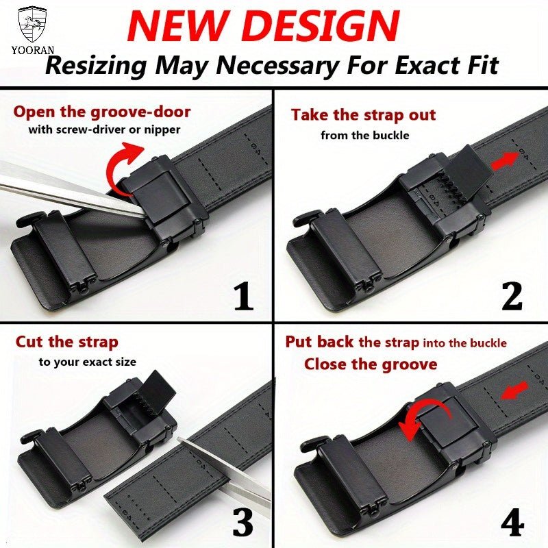 YOORAN Belt Men, 2 Pack Ratchet Belt Dress Adjustable 1 3/ 8" Genuine Leather Belt, Designer Belts for Men Metal Buckle, Belt Size Length Can be Cut, with Gift Box - La Tienda Bella